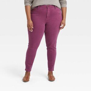 Ava & Viv Women's Plus Size High-Rise Ankle Skinny Jeans Purple 26W